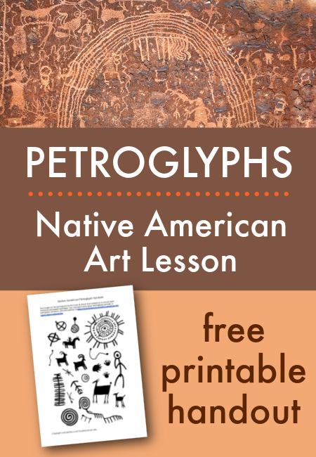 Children's art activities by subject including petroglyphs