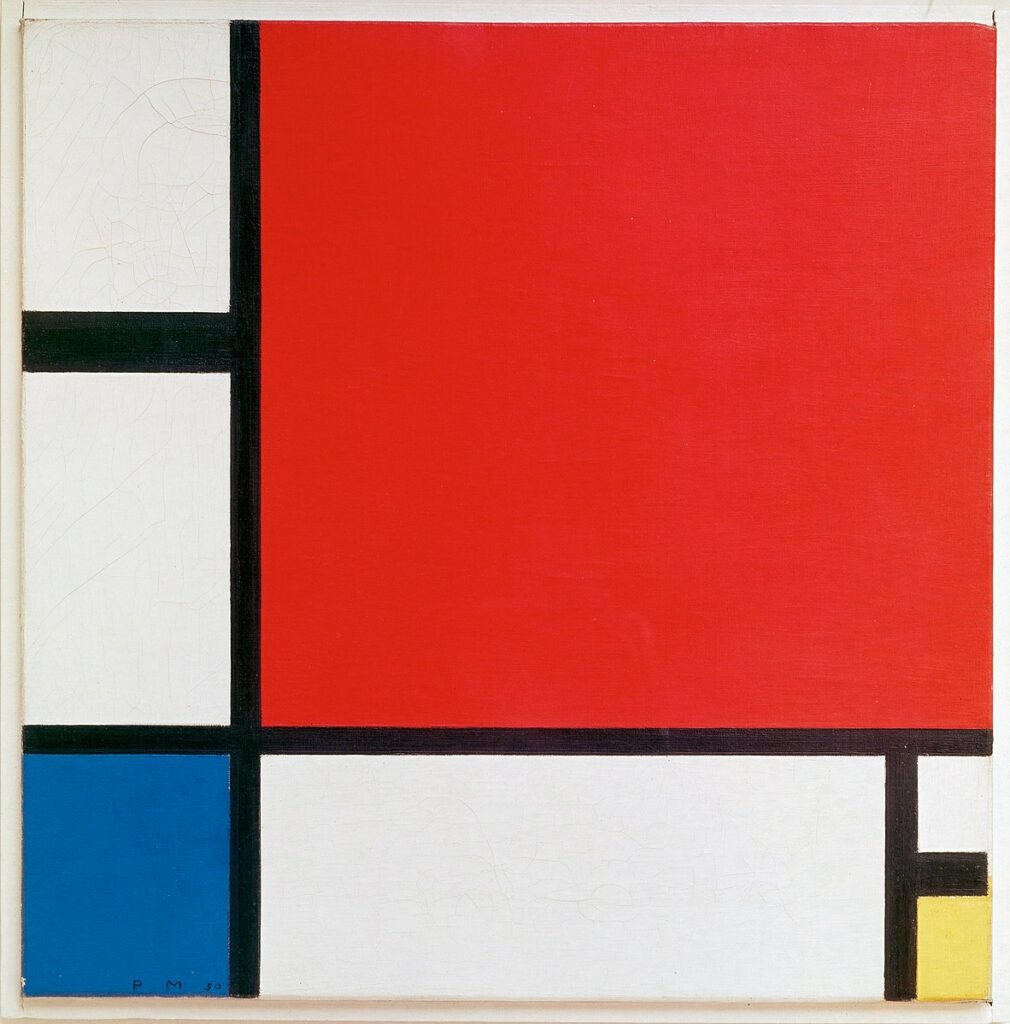 famous art in primary colors by Piet Mondrian