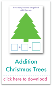addition Christmas trees printable