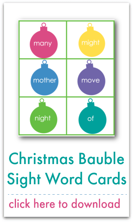 christmas bauble sight word cards