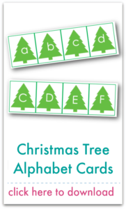 christmas tree alphabet cards printable