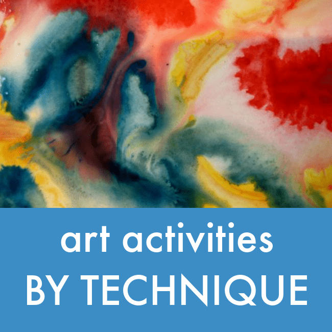 Children's art lessons by technique