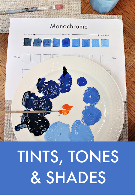 Easy tints, tones and shades art lesson for children