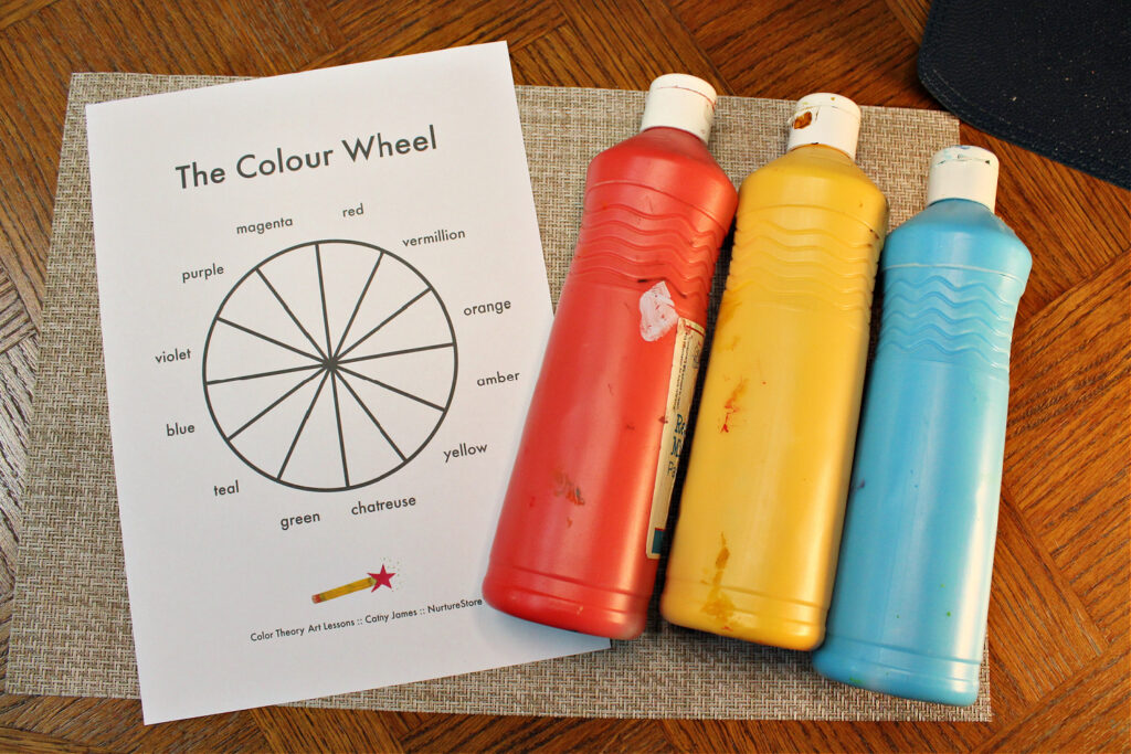 simple printable color wheel worksheet and primary color paint