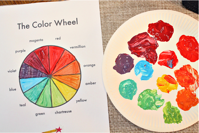 Printable elements of art color wheel outline blank