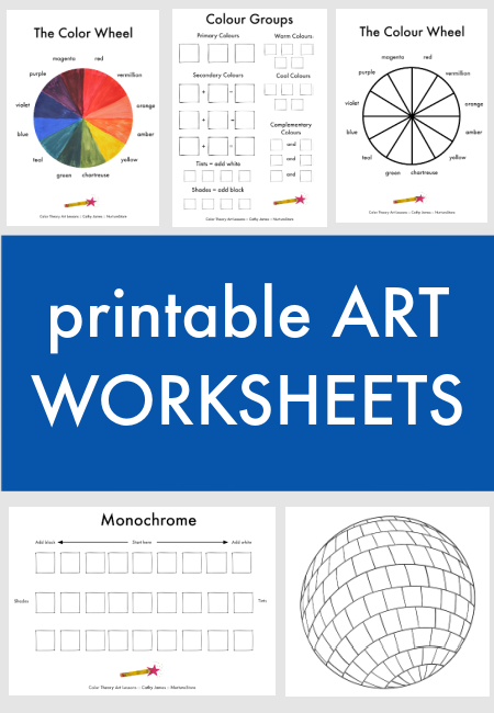 Printable elements of art color theory worksheets for children