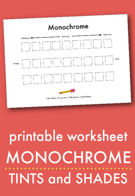 printable monochrome tints shades worksheet